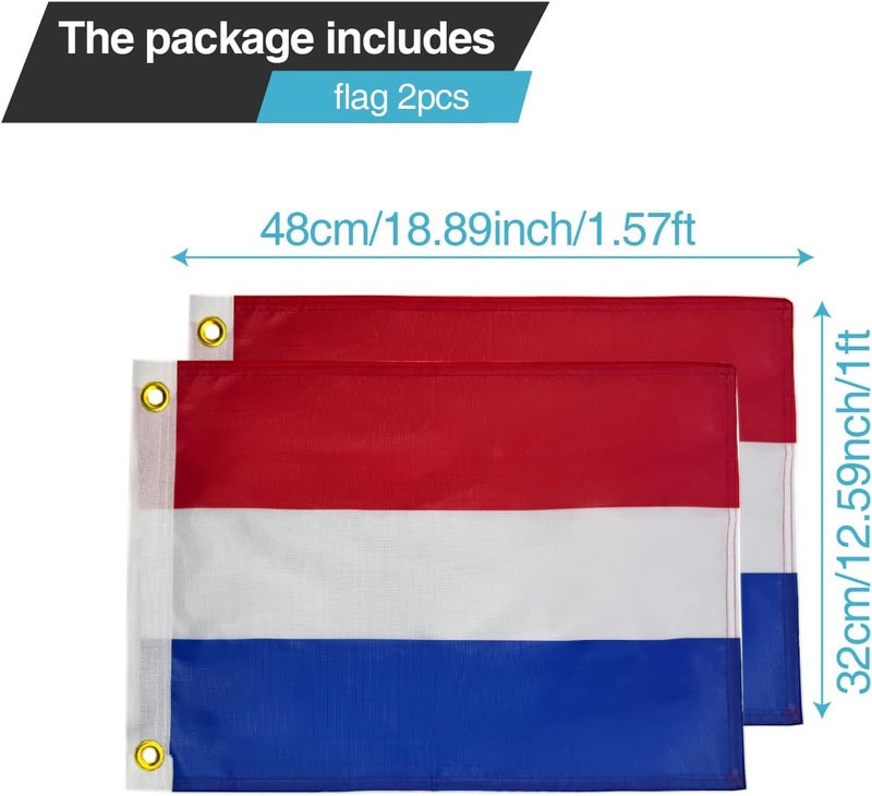 cezelux 2 Pack Netherlands Flags, ATV Flag for Whip Lights or Antenna Flag Poles, 12" x 18" Double Sided Holland National Offroad Flag Polyester Whip Lights Accessories for UTV Can-Am Polaris RZR SXS Boats Ulti Offroad - Image 3
